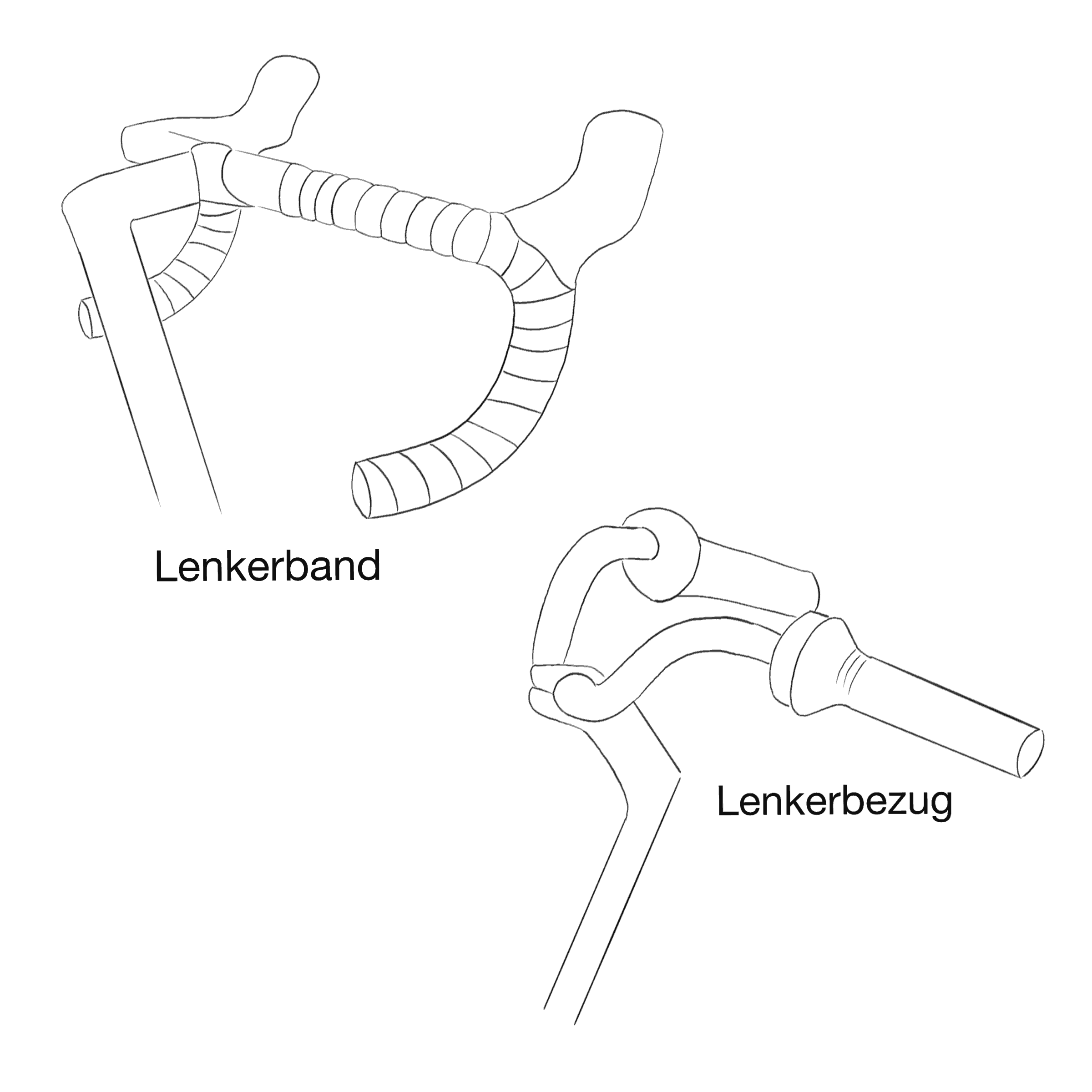 Zeichnung eines Lenkers mit Lenkerband für Lexikon