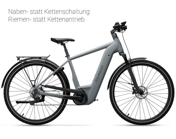 E Bike Advanced Trekking Pro mit Diamantrahmen in der Farbe Grau mit 5-Gang Nabenschaltung