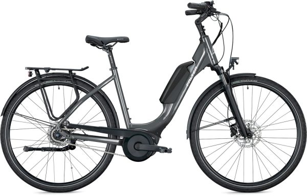 Falter E 9.0 FL (Freilauf) mit 400 Wh-Akku als Wave-Rahmen in der Farbe cool grey