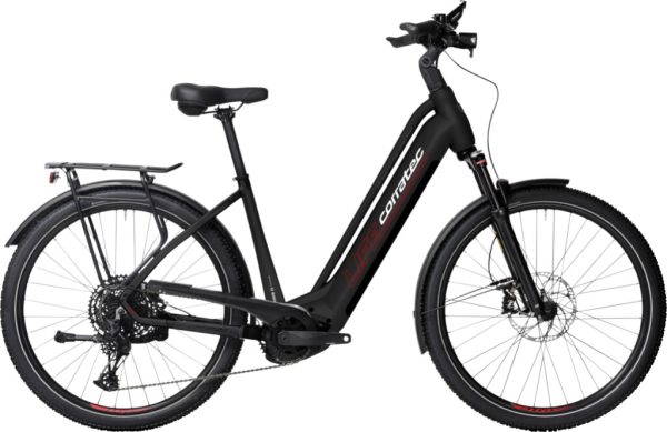 Corratec LIFE CX7 mit 12-Gang-Schaltung als Wave-Rahmen in der Farbe black white red