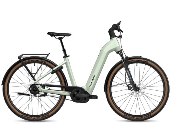 Flyer GOTOUR 5.23 CX mit 750 Wh-Akku als Wave-Rahmen in der Farbe frosty sage gloss