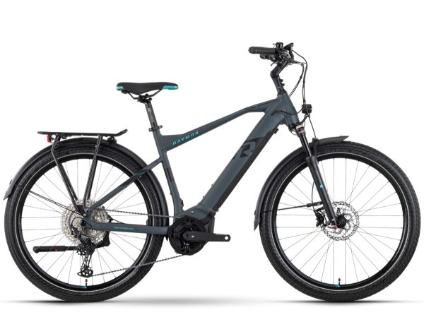 Raymon TourRay E 6.5 mit Deore-Schaltung als Diamant-Rahmen in der Farbe dark grey black aqua matt