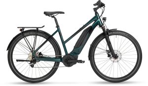 Stevens E-4X TOUR als Trapez-Rahmen mit 500 Wh-Akku in der Farbe glazed green