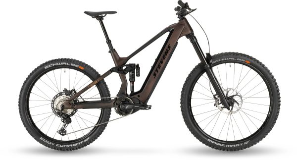 Stevens E-Inception FR 9.7.2 GTF mit 726 Wh-Akku als Diamant-Rahmen in der Farbe industrial rust, Modell 2023