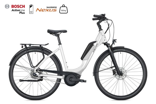 Falter E 9.0 FL (Freilauf) mit 500 Wh-Akku als Wave-Rahmen in der Farbe perfect white, Modell 2025