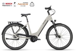 Falter E 9.4 FL (Freilauf) mit 625 Wh-Akku als Wave-Rahmen in der Farbe warm grey, Modell 2025