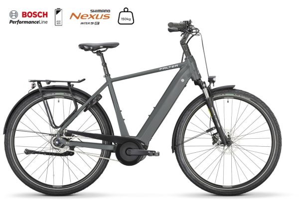 Falter E 9.4 RT (Rücktritt) mit 625 Wh-Akku als Diamant-Rahmen in der Farbe cool grey, Modell 2025