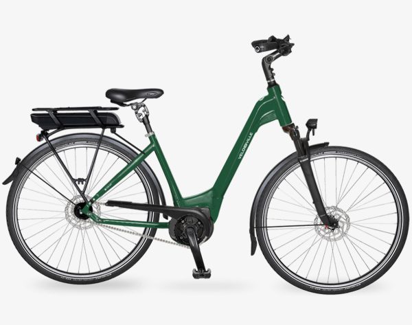 Velo de Ville CEB800 COMF RT (Rücktritt) mit 5-Gang Nabenschaltung & 500 Wh-Akku als Wave-Rahmen in der Farbe british green matt, Modell 2022/23