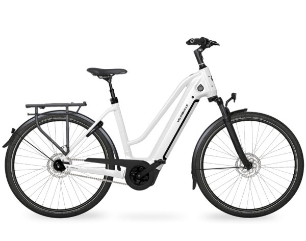 Velo de Ville AEB890 FL (Freilauf) mit 5-Gang-Nabenschaltung & 625 Wh-Akku als Trapez-Rahmen in der Farbe pure white, Modell 2024