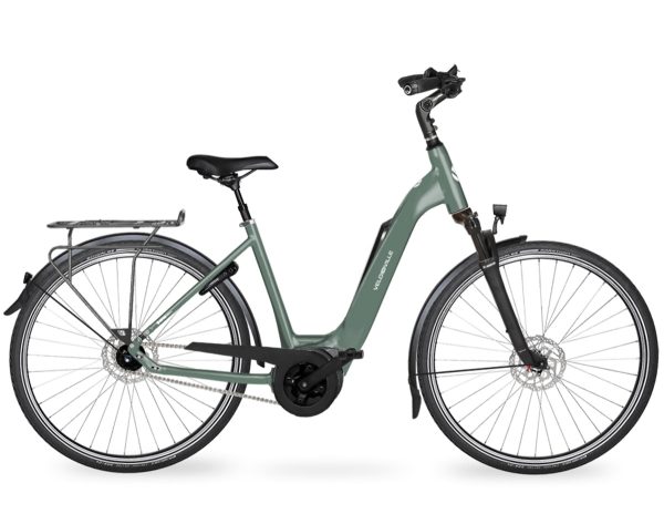 Velo de Ville AEB 400 CLASSIC RT (Rücktritt) mit 400 Wh-Akku als Wave-Rahmen in der Farbe eucalyptus green matt, Modell 2025