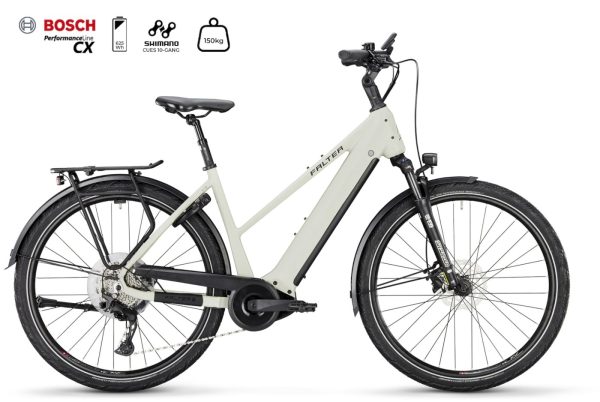 Falter E 9.4 mit 625 Wh-Akku als Trapez-Rahmen in der Farbe light grey, Modell 2025