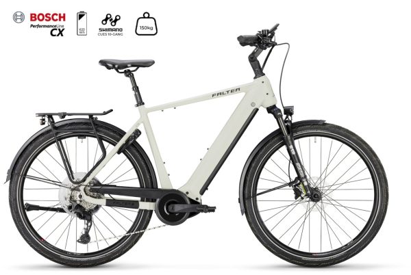 Falter E 9.4 mit 625 Wh-Akku als Diamant-Rahmen in der Farbe light grey, Modell 2025