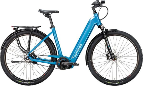 Contoura LI-6 FL (Freilauf) mit 5-Gang Schaltung & 750 Wh-Akku als Wave-Rahmen in der Farbe azurblau metallic glanz, Modell 2024
