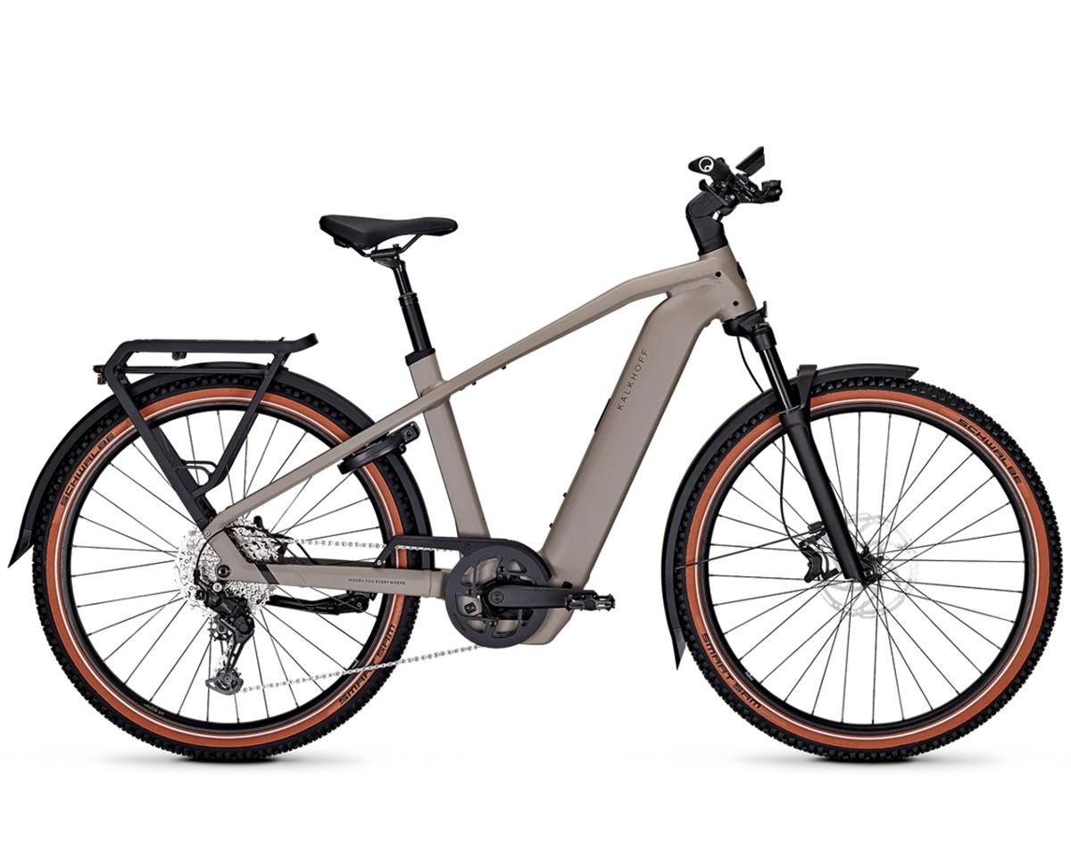 Kalkhoff ENTICE 5+ ADVANCE FL (Freilauf) mit 600 Wh-Akku als Diamant-Rahmen in der Farbe moonstonegrey matt, Modell 2025