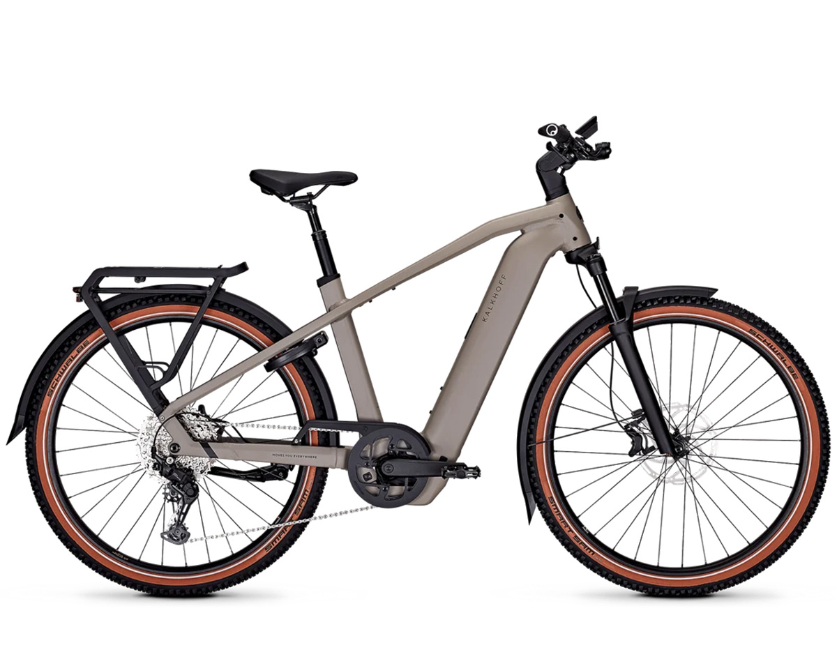 Kalkhoff ENTICE 5+ ADVANCE FL (Freilauf) mit 800 Wh-Akku als Diamant-Rahmen in der Farbe moonstonegrey matt, Modell 2025