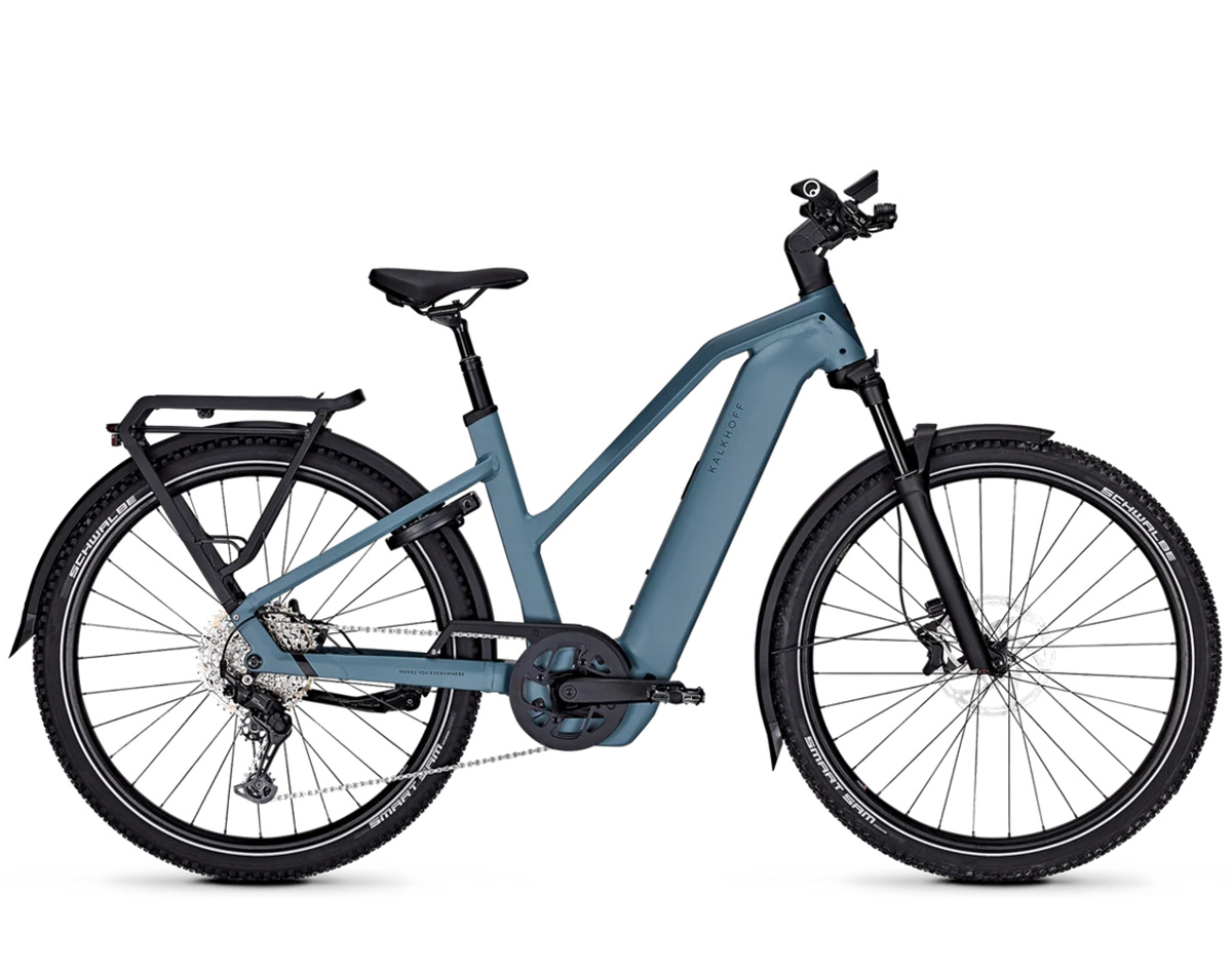 Kalkhoff ENTICE 5+ ADVANCE FL (Freilauf) mit 800 Wh-Akku als Trapez-Rahmen in der Farbe duskblue matt, Modell 2025