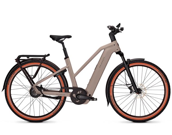 Kalkhoff ENTICE 5+ ADVANCE BELT FL (Freilauf) mit 600 Wh-Akku als Trapez-Rahmen in der Farbe moonstonegrey matt, Modell 2025