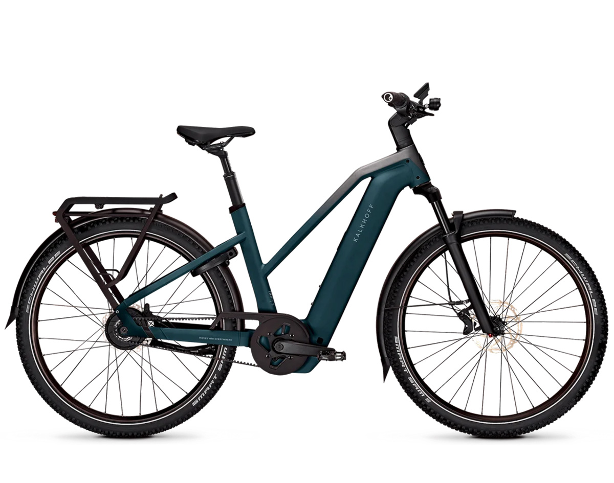 Kalkhoff ENTICE 5+ ADVANCE BELT FL (Freilauf) mit 800 Wh-Akku als Trapez-Rahmen in der Farbe darksprings, Modell 2025